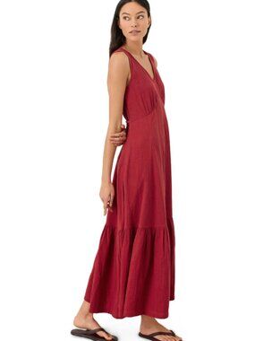 PACT Organic Cotton Double Gauze Beach To Brunch Dress, Red, Women's Size Medium